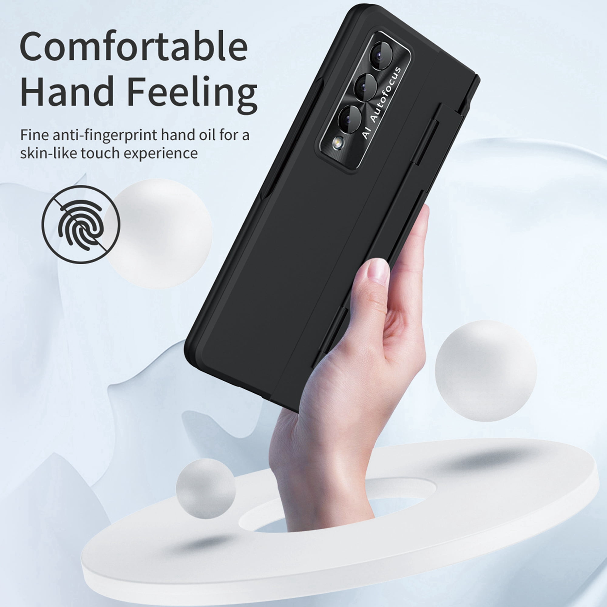 Dteck for Galaxy Fold 4 Case Hinge Protection Wireless Charging Hard Back with Non-Slip Shockproof Lightweight Slim Cover for Samsung Z Fold 4 5G 2022, Black