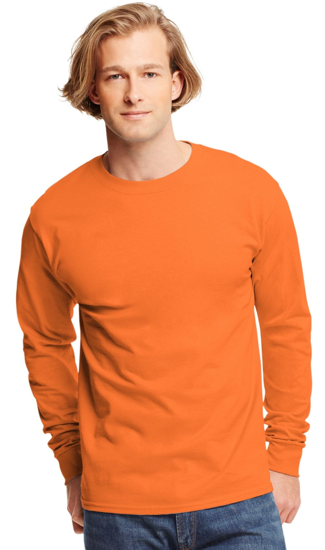 1 Orange XL Hanes 5586 Mens Tagless Long Sleeve T-Shirt 1 Light Steel 1 Orange XL Hanes 5586 Mens Tagless Long Sleeve T-Shirt 1 Light Steel