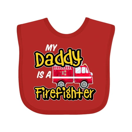 

Inktastic My Daddy is a Firefighter with Fire Truck Gift Baby Boy or Baby Girl Bib