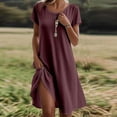 thumbnail image 3 of Tshirt Dress Women Short Sleeve Crewneck Loose Fit Flowy Midi Dresses Summer Beach Vacation Dress, 3 of 5