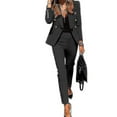thumbnail image 1 of Women's Blazer With Trouser Suits Office Work Business Suit Jacket 2-piece Suit Set, 1 of 4
