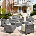 thumbnail image 2 of Ovios 8 Steel All Weather Outdoor Conversation Sets with Sofa and Chairs, Grey/Dark Gray, 2 of 9