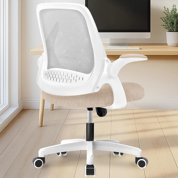 Office Desk Computer Gaming Ergonomic Chair with Lumbar Back Support Adjustable Height Swivel Wheels Flip-up Arms Mesh Chair for Home or Office