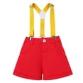 thumbnail image 4 of IBTOM CASTLE Toddler Baby Boys Gentleman Birthday Outfits Necktie Shirt + Suspender + Short Pants Clothes Set for Cake Smash 9-12 Months Black + Yellow, 4 of 6