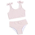 thumbnail image 4 of Niñas Pequeñas Traje de Baño de Verano Impreso de Cuerpo Dividido Conjunto de Dos Piezas para las Vacaciones de Natación en el Interior de la Playa, 4 of 8