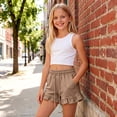thumbnail image 7 of NAISIBABY Girls Cotton Shorts, Cute Ruffles Elastic Waist Soft Casual Summer Active Shorts Coffee Size 2, 7 of 7