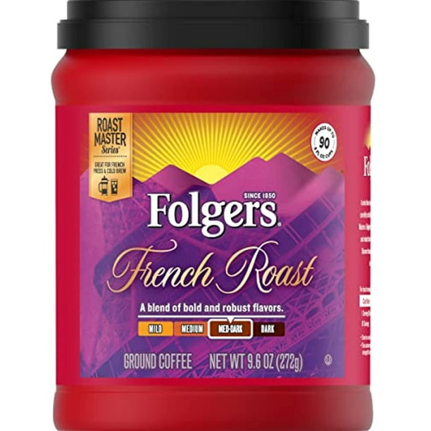 Folgers French Roast Medium Dark Roast Ground Coffee, 9.6 Ounces (Pack