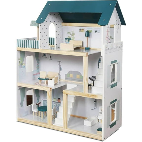 Lil' Jumbl Kids Wooden Dollhouse, 3-Story Small
