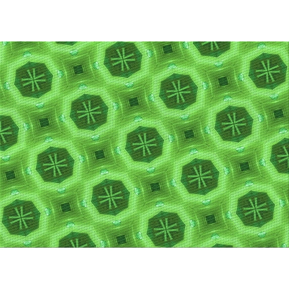 Ahgly Company Indoor Rectangle Patterned Emerald Green Area Rugs, 4' x 6'
