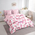 thumbnail image 3 of Homewish Tropical Animal Flamingo 7-Piece Twin Bedding Sets,Kawaii Lovea Pattern Bedding Comforter Set,Pink White Sheet Sets For Girls Teens,Breathable Home Decor Reversible, 3 of 8