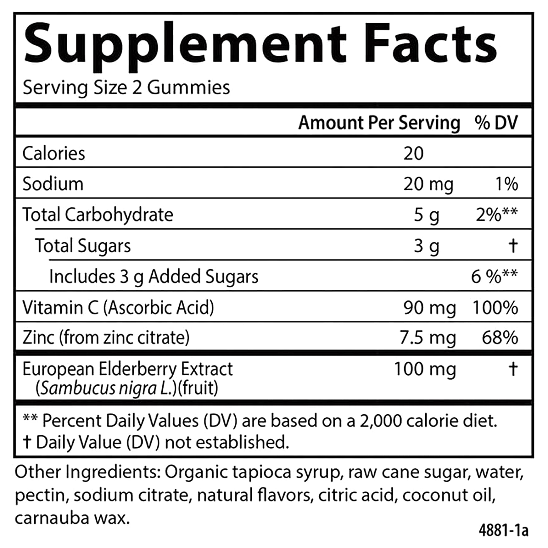 Carlson - Black Elderberry Gummies, 100 mg + Vitamin C and Zinc, Immune Support, Berry Flavor, 120 Gummies