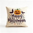 thumbnail image 3 of Halloween Throw Pillow Cover, Ghost Pumpkin Witch Print, Linen Cushion Case, 18x18 Set, Hidden Zipper, Spooky Decor for Sofa Couch by MPOISVA, 3 of 8