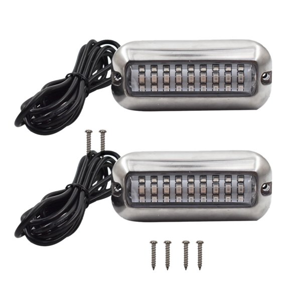 2 Pcs 27 Lumières LED Bleues en Acier Inoxydable Ponton sous-Marin pour Bateau Marin