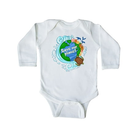 

Inktastic Earth Day Save Our Planet Turtle and Birds Gift Baby Boy or Baby Girl Long Sleeve Bodysuit