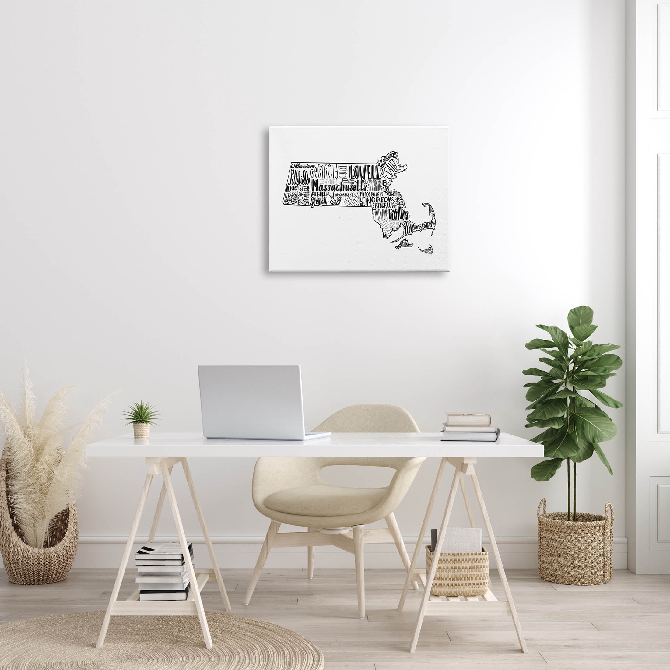 Stupell Industries Massachusetts State Cities Typography Graphic Art Gallery Wrapped Canvas Print Wall Art, Design by The Saturday Evening Post