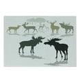 thumbnail image 1 of Antlers Cutting Board, Elk Deer and Fawn Silhouette Forest at the Background World Natural Habitat Theme, Decorative Tempered Glass Cutting and Serving Board, Small Size, Green Black, by Ambesonne, 1 of 1