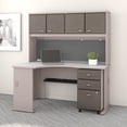 thumbnail image 2 of Bush Business Furniture Cubix Left Corner Desk w/Hutch and Mobile File Cabinet Pewter/White, 2 of 8