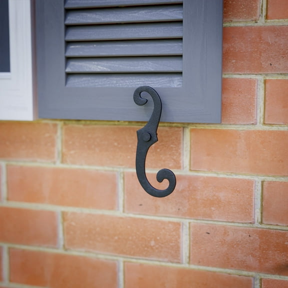 Renovators Supply Black Shutter Dog Holders 6.5" L Antique Decorative S Style Aluminium Black Rust Resistant Shutter Tieback w/Screws