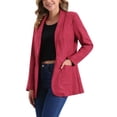 thumbnail image 4 of CHAQUETA DE TRAJE ELEGANTE Blazer de mujer con cuello de solapa y un botón de ante sintético XL Rojo, 4 of 6