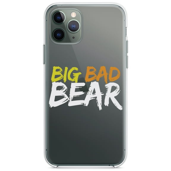 DistinctInk Clear Shockproof Hybrid Case for iPhone 12 MINI (5.4" Screen) - TPU Bumper Acrylic Back Tempered Glass Screen Protector - Big Bad Bear