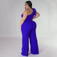 thumbnail image 4 of AURA Women Plus Size One Shoulder Jumpsuit Wide Leg High Waist Casual Outfit Summer Elegant Romper, 4 of 6