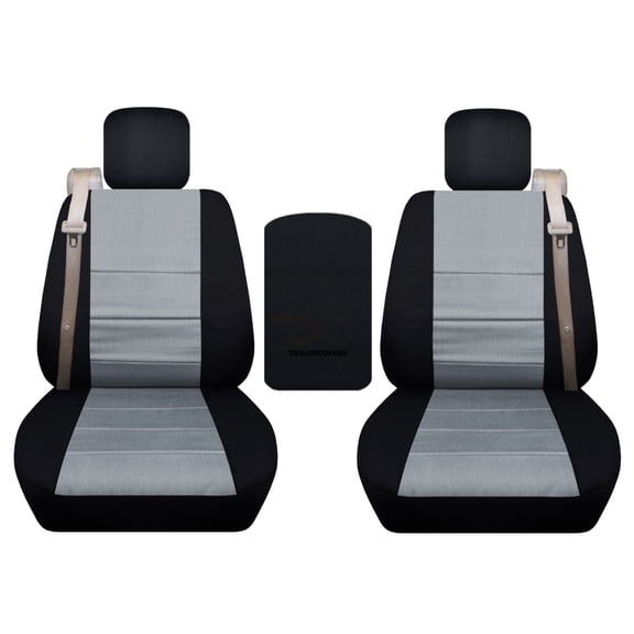 Fits 2004-2008 Ford F-150 Velour Seat Covers Int Seat Belts,Center Console:Black Silver