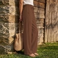 thumbnail image 6 of Women's Cotton Linen Loose Fit Drawstring Casual Pants With Pockets, Mid Waisted Straight Leg Trousers, Soft Breathable Summer Work Pants for Business Travel Vacation | TruBelle,Coffee 3XL, 6 of 9