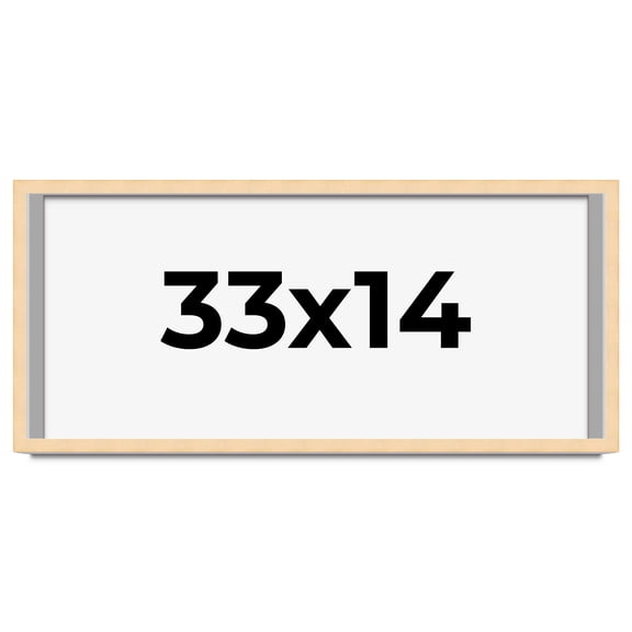 33x14 Frame Natural Wood Picture Frame | 0.75 Inch Moulding Width | with UV Acrylic Plexiglass,