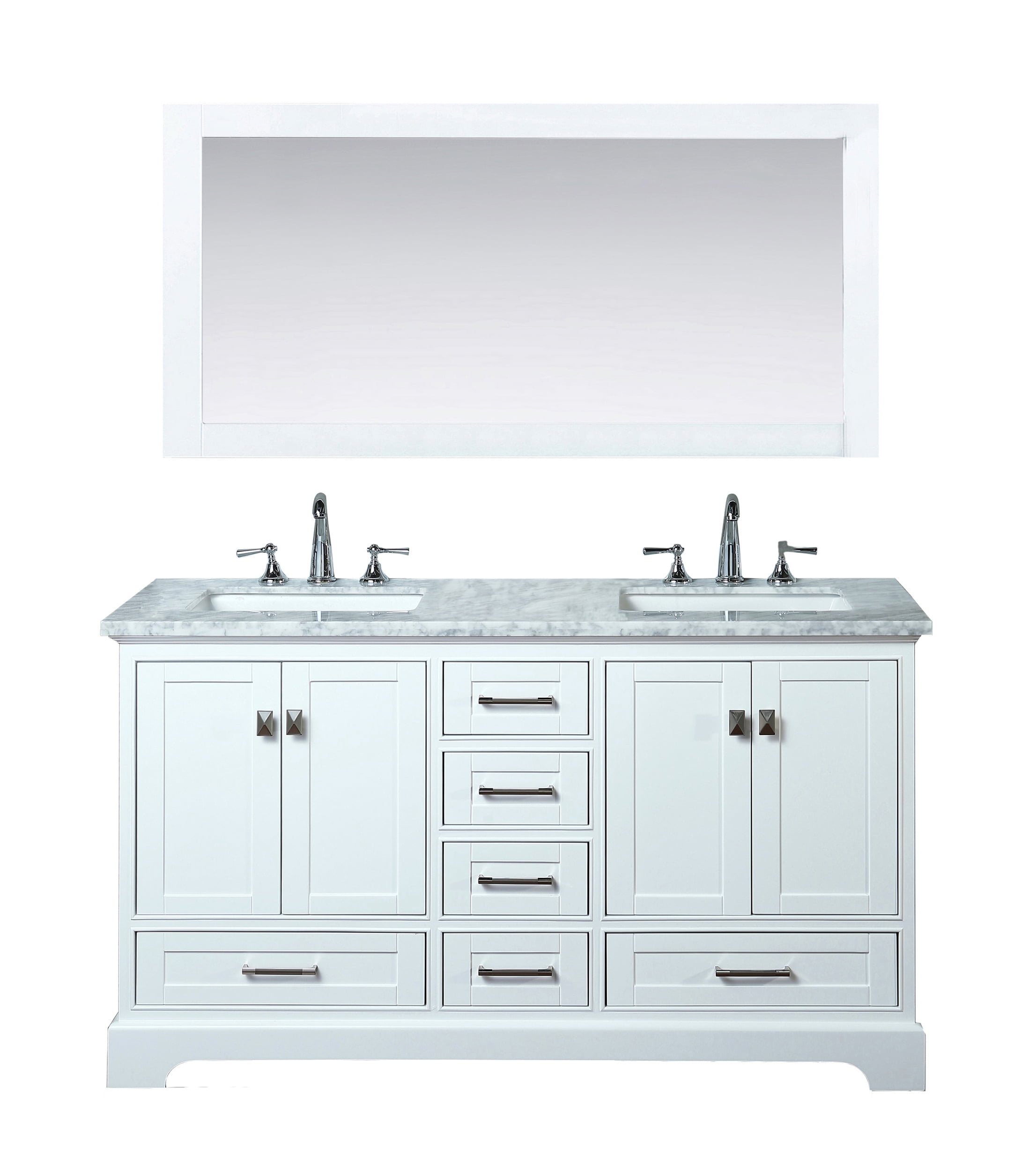 Double Sink Bathroom Vanity With Mirror, 60 Inch Double Sink Vanity White