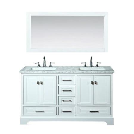 Stufurhome Newport White 60 inch Double Sink Bathroom Vanity with (Best Bathroom Vanity Tops)