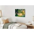 thumbnail image 2 of Arte mural de madera de roble verde, atardecer retro, paisajes naturales y bosques; pintura sobre lienzo de montañas al amanecer; pintura al óleo de bosque iluminado por la luz del sol, 2 of 6