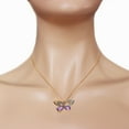 thumbnail image 2 of Galaxy Gold 14K Solid Rose Gold 14" Butterfly Necklace with Natural Diamonds and Amethysts, 14"-24" Sizes, February Birthstone, Symbol of Serenity, 2 of 2