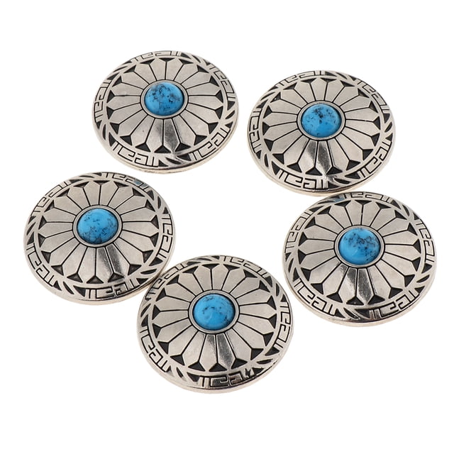 Botones vintage Sunnimix florales turquesa 5pcs Tornillo trasero