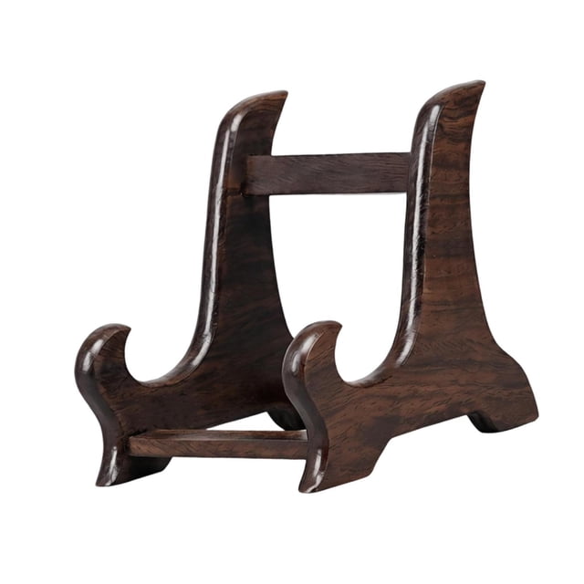lingqin Easel Plate Display Stand Photo Holder Stand Versatile Artwork Wood Storage Rack Ebony Wood