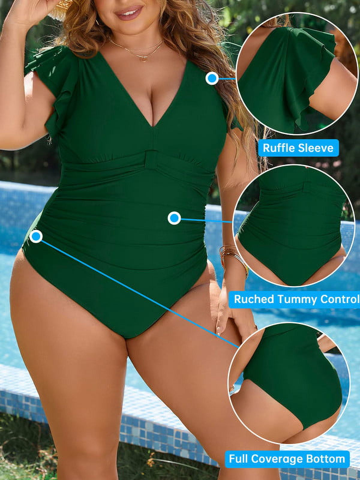 Daci Falbala Plus Size One Piece Swimsuits for Women Ruffled Tummy Control  Bathing Suits, Mint Green, 18 Plus : : Clothing, Shoes &  Accessories