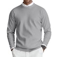 thumbnail image 3 of Havenx Sweater for Men Round Neck Long Sleeve Pullover Sweater Ribbed Knit Solid Color Tops Pullovers Thermal Business Casual Lightweight Dress,Light Gray L, 3 of 6