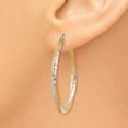 thumbnail image 3 of FB Jewels 14K Yellow Gold & Rhodium Diamond-cut 2.5mm Twisted Hoop Earrings, 3 of 4