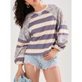 thumbnail image 2 of SUNSIOM Chandails Amples pour Femmes à Rayures Contrastées Imprimé Floral Manches Longues Pulls Décontractés Printemps Automne, 2 of 6