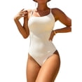 thumbnail image 1 of Kmbangi Women's Summer Swimsuit Spaghetti Strap Solid Color Textured One Piece Bathing Suit, 1 of 5