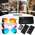 thumbnail image 7 of KANASTAL 3 Pack Sunglasses Polarized Women Men Mirrored Sun Glasses Transparent Frame Summer Beach Sun Bath Driving Vacation Traveling Fishing - Pink Blue Orange, 7 of 7