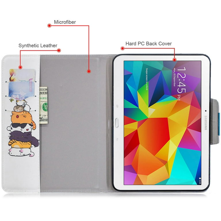 Samsung Galaxy Tab 4 10.1" Case – Slim Fit Premium PU Leather Case Cover Galaxy Tab 4 Tablet (SM-T530 T531 / T535),Cats - Walmart.com