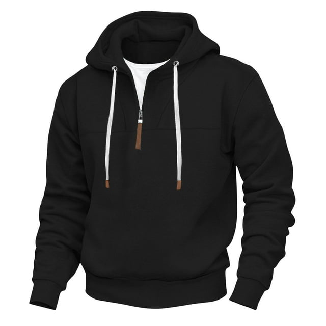 Sudadera con capucha para hombre, color sólido, informal, a la moda, holgada, de manga larga, con cremallera, sudadera con capucha, blusa de poliéster para hombre