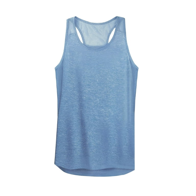 MRULIC tank top for women Women Workout Tops Mesh Racerback Yoga Tank  Shirts Gym Running Tops Womens tank tops Blue + M 
