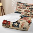 thumbnail image 4 of Erosebridal Retro American Vehicle Twin Quilt Set for Boys, Vintage Flag Car Motorcycle Twin Coverlet Set, 2-Piece, 4 of 7
