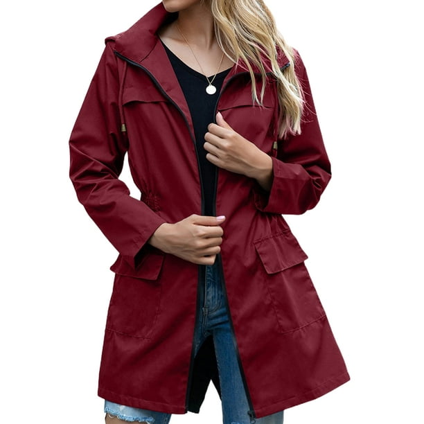 Chaqueta ligera impermeable para mujer, gabardina para exteriores con capucha, cortavientos ligero y resistente al viento.
