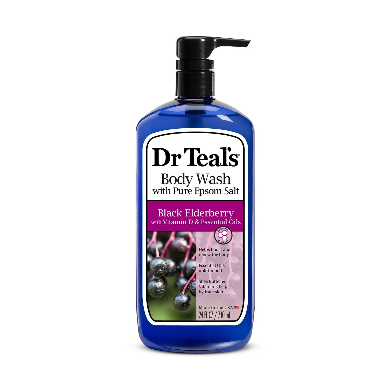 Dr Teal's Body Wash with Pure Epsom Salt, Black Elderberry with Vitamin