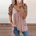 thumbnail image 2 of Wangscanis Women T-shirt, Leopard Printed Pattern Short Sleeve V-neck Tops, 2 of 9