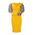 thumbnail image 4 of LilyLLL Womens Evening Party Workwear Polka Dot Print Puff Sleeve Sheath Dress, 4 of 4