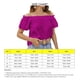 thumbnail image 3 of Top informal holgado para mujer Ormromra con hombros descubiertos y manga corta con ribete de volantes, 3 of 6