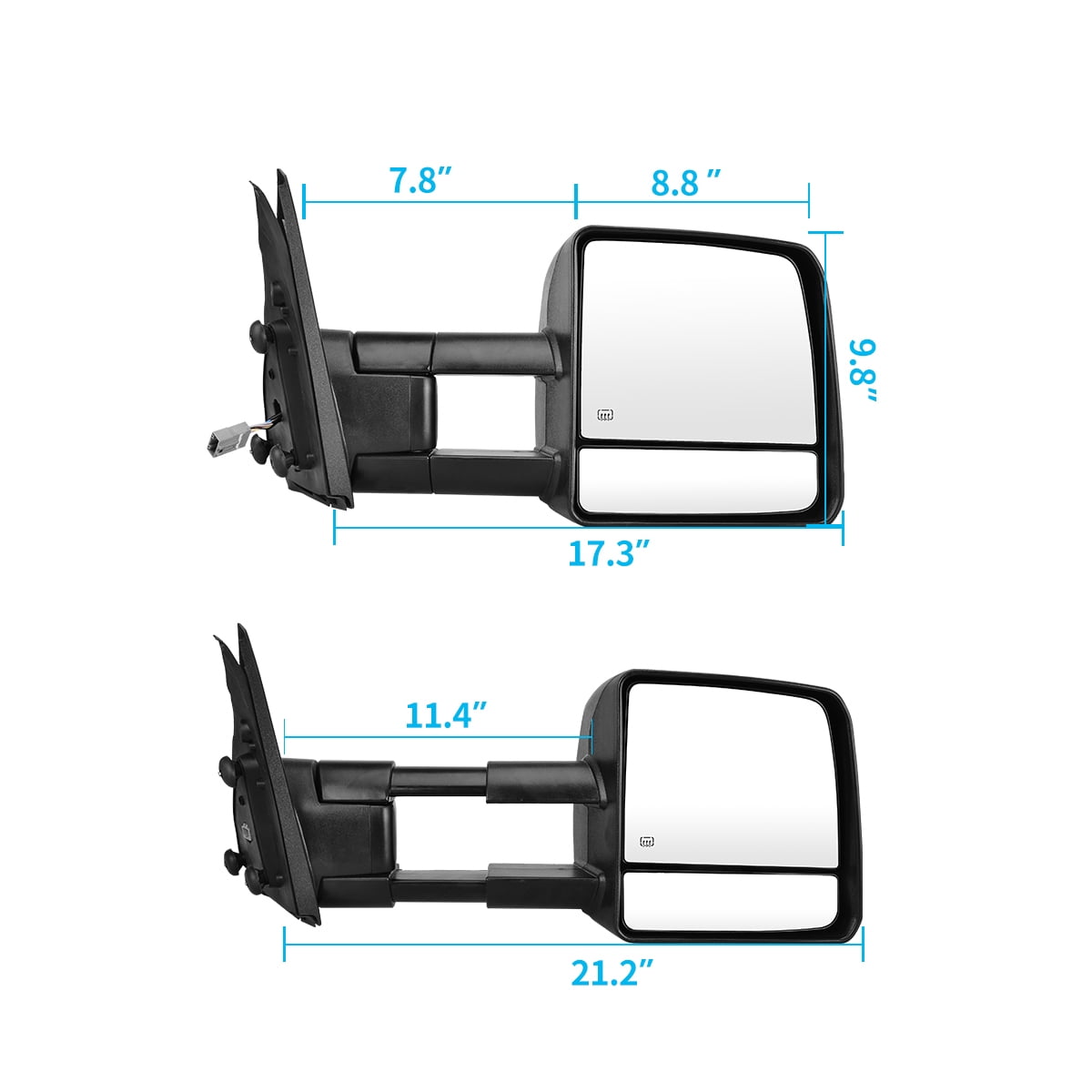 Ledkingdomus Power Heated Tow Mirrors for Toyota 07-17 Tundra 08-17 Sequoia LED Turn Signal